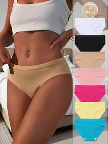 7pcs/Pack Women's High Elasticity Soft Breathable Low-Rise Underwear Panties - Multicolor - View 10