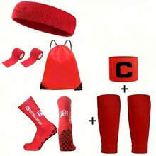 Unisex Soccer Leg Warmers Set - Anti-Slip Rubber Dot Leg Warmers, Captain Armband, Drawstring Backpack, Headband, Sports Tape, Comfortable Leg Sleeves - Suitable For Soccer, Basketball, Football, Yoga And Outdoor Sports - Multicolor - View 11