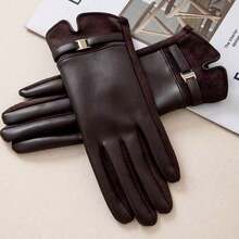 1 Pair Elegant Solid Color Casual Women's Gloves, Mature And Sophisticated, Suitable For Outdoor Sports And Leisure, Autumn/Winter - Brown - View 4