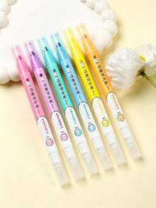 3pcs Macaron Pastel Fluorescent Markers, Large Capacity Oblique Tip Highlighter, Large Capacity Fine Tip Highlighter, Suitable For Coloring, Underlining, Highlighting, Journaling, Essential School Supplies - Multicolor - View 8