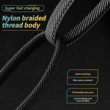4-In-1 USB-C Charging Data Cable, Multi-Function Fast Charging Cable Compatible With Phone 17/16/15/14/13/12/11/XS/XR/8/7/6/ All Series, Car Fast Charging Cable - Black - View 7