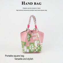 1pc Cartoon Floral Large Capacity Lightweight Tote Bag, Suitable For Commuting, School, Travel, Portable Matching With Clothes, All Seasons - Multicolor - View 14