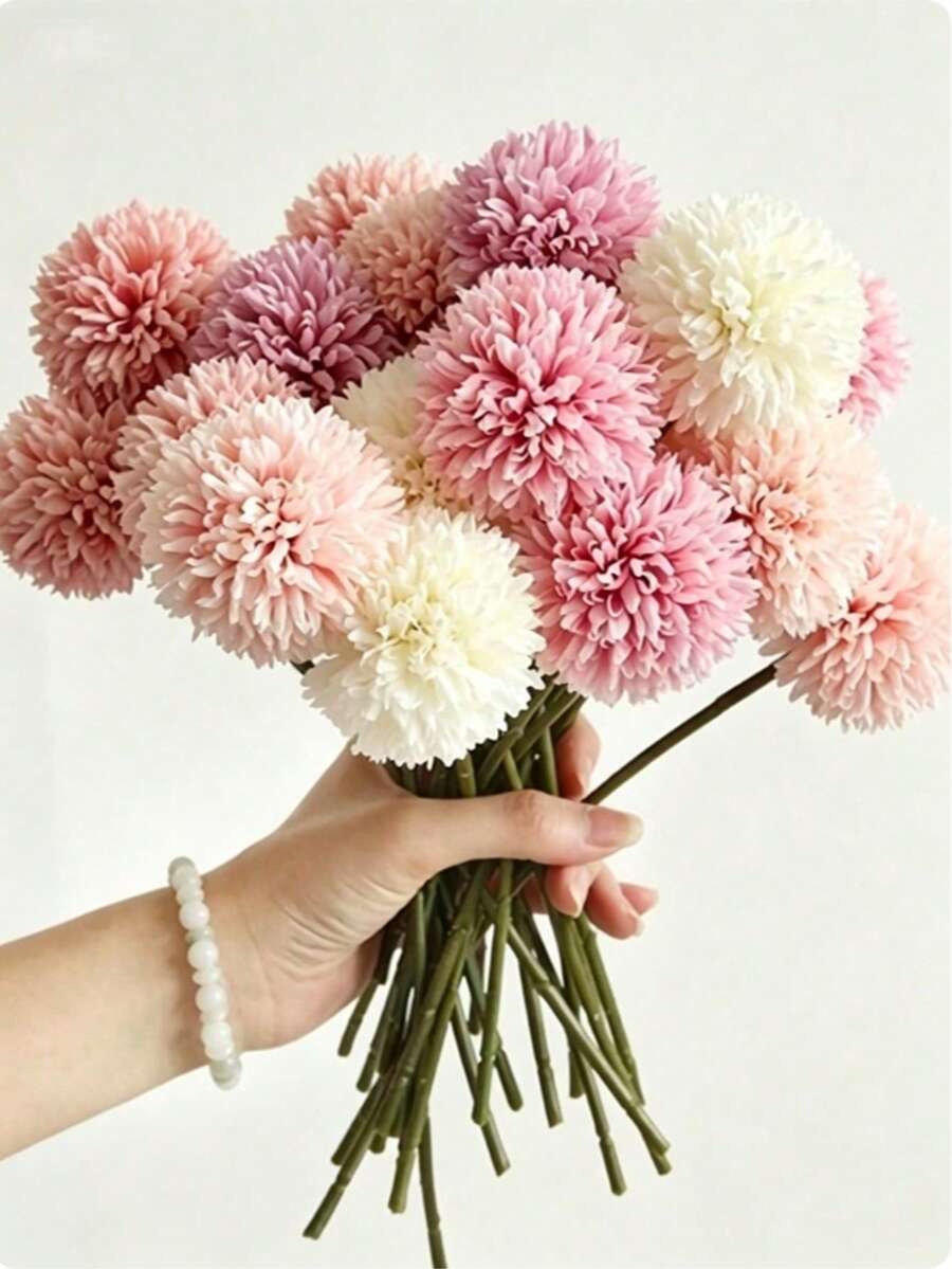5/25/1pc Artificial Dahlia/Realistic Chrysanthemum - Pink Bouquet, Easy To Use, Durable, Lavender Fake Rose With Stem, Suitable For DIY Wedding Decor, Centerpiece, Bouquet And Flower Basket, Home Decor - Multicolor - View 1