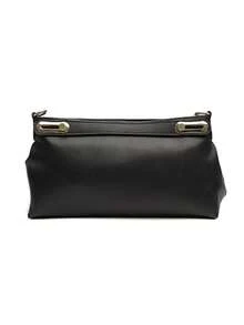 Black Ruched PU Handbag, Minimalist Elegant Design With Gold Hardware, Hand-Carry And Crossbody, Versatile Textured Women's Bag For Commute And Daily Wear, Cloud Bag - Black - View 7