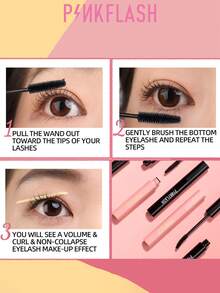 PINKFLASH Maskara Lentik Tahan Minyak 7g, Tahan Lama, Tidak Luntur, Tahan Air, Lembut, Tidak Menggumpal, Efek Makeup Sempurna Sepanjang Hari - Volume #1 - View 7