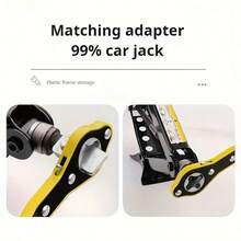 Universal Car Jack Wrench With Adapter, Scissor Ratchet Dual-Function Wrench, Reversible Switch Button, Long Handle Car Tire Wrench, Manual Repair Tool, Christmas Gift - Yellow - View 4