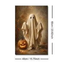1 pieza Póster de lienzo con marco/sin marco de carro de calabaza fantasma estilo acogedor de otoño campestre, decoración de arte de pared Cottagecore espeluznante de Halloween, pintura de pergamino de bruja de granja de otoño, adecuado para pasillo, apartamento, dormitorio, decoración del hogar moderno - B - Ver 12