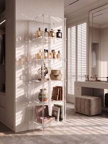 1pc Modern Minimalist Transparent Acrylic Multi-Tier Floor Display Shelf, Suitable For Figurines, Designer Bags, Potted Plants, Skincare Products, Retail Merchandise, Decorative Ornaments, Etc., Can Be Used In Living Room Corners, Bedroom Closets, Bathroom Corners, High-End Collectibles Display Cabinets, Ramadan Decorations, Perfume Organizer, Luxury, Ramadan, Eid - Acrylic Multi-layer Rack - View 1
