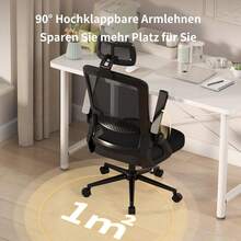 naspaluro Bürostuhl Ergonomischer Schreibtischstuhl Grau| Atmungsaktives Netzgewebe, Lendenwirbelstütze, höhenverstellbarer Computerstuhl, verstellbare Armlehnen, Kopfstütze, Drehstuhl HRZB - Schwarz - Übersicht 4