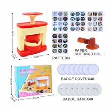 55mm (2.16英吋) 徽章製作機,DIY徽章壓製工具組,含48件徽章配件,適用於學校專題、派對與手工藝 - A - 查看 12