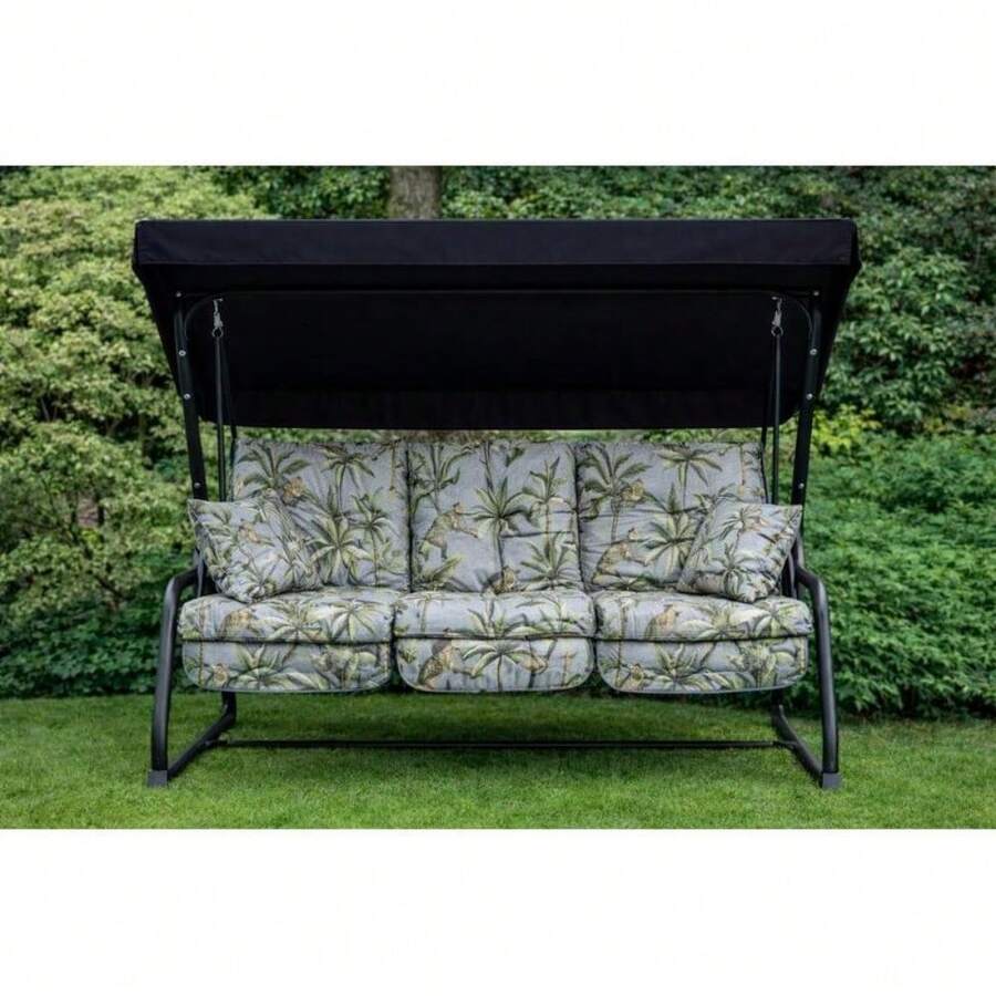 Replacement Cushion Only For 3-Seater Garden Hammock – Soft, Breathable Fabric With Multiple Pattern Options To Refresh Your Outdoor Relaxation Space; Lightweight And Easy To Install; Designed For Comfort And Everyday Use; Compatible With Standard Vi - Tropical Grey - View 1