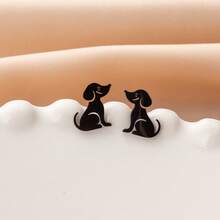 1 Pair Stainless Steel Dog-Shaped Earrings, Adorable Pet Animal Stud Earrings, Original Fashionable Jewelry Set For Ladies Gift - GED778 - View 7