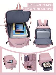 myco bags 航空公司認可旅行背包，附真空壓縮袋與充氣幫浦，適用大多數航空公司登機尺寸 15.75X11.81X7.87 英吋，180 度開口戶外旅行包，背板附行李拉桿帶，筆電包 - 彩色 - 查看 8