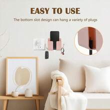 Creative Wall-Mounted Storage Rack With Hook, No-Drill Wall-Mounted Phone Charging Shelf, Bedside Outlet Phone Charging Organizer Box, Dorm Desk Organizer Rack, Random Color - Random Styles - View 6