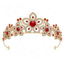 1pc Bridal Floral Rhinestone Wedding Crown Headband Hair Accessory Baroque Crystal Metal Tiara Wedding Accessory - Multicolor - View 5