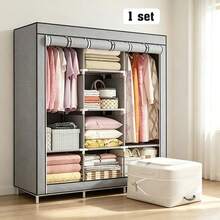 LÈRFM Buildable Closet Wardrobe Rack Wardrobe Bedroom Organization - Grey - View 1