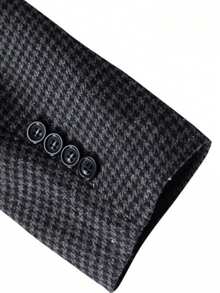 Blazer Pria Motif Houndstooth, Gaya Klasik Klasik, Potongan Slim Fit, Kancing Tunggal, Kerah Berlekuk, Jaket Jas Elegan, Serbaguna untuk Berbagai Acara, Hadiah untuk Pacar - Dark Grey - View 5