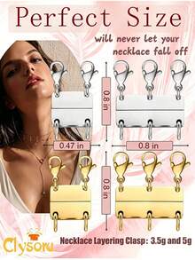 1pc Alloy Material Women's Magnetic Necklace Extender Connector Separator, 18K Gold/Silver Color Anti-Tangle Jewelry Magnetic Clasp, Suitable For Layering Necklaces, Combines Separating And Extending Functions, Magnetic Buckle. - Gold - View 2