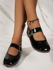 2026 Spring/Summer New Women's Single Strap Flat Loafers - Black - View 2