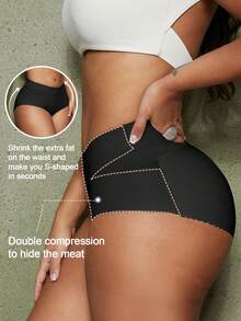 1pc Women's Tummy Control Butt Lifting Micro Shaping Panties, Padded Butt Lift Shaping Underwear - Black - View 7
