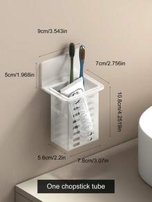 Estante de almacenamiento de baño montado en la pared para cepillos de dientes, pasta de dientes, peines, afeitadoras en colores blanco, negro y transparente, sin necesidad de perforar, decoración de baño para el hogar, decoración de otoño, de vuelta a la escuela - transparente - Ver 2