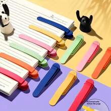 Soft Silicone Automatic Page-Tracking Bookmark Clip, Macaron Solid Color Minimalist Design, Lightweight Clip-On Style, Securely Marks Book Pages, Suitable For Textbooks, Workbooks, Books, Maps, Reading Markers, Daily Reading, Exam Preparation, Office Supplies, Can Be Used As Learning Gift Small Present - Multicolor - View 1