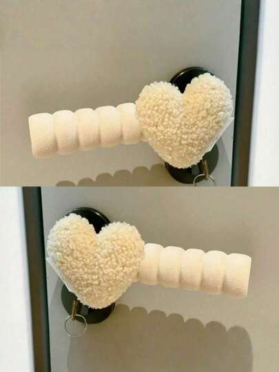 Fluffy Heart Doorknob Cover Anti-Static Soft Plush Door Handle Protector For Home Decoration