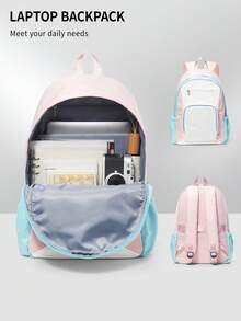 Large Capacity College Backpack Travel Laptop Bag, Fits 15.6 Inch Laptop, Lightweight Durable Student Backpack With Multi-Function Pockets - Multicolor - View 9