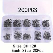 100/200/300/400/500pcs Of Circular Fishing Hook Set, Fishing Gear Accessories - Black - View 14