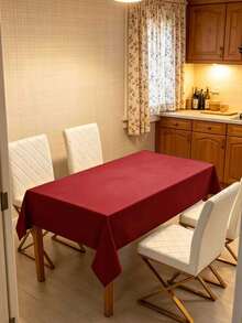 1pc Rectangular Tablecloth Suitable For Buffet, Holiday Party, Dinner, Wedding And Baby Shower Home Decor Solid Color Tablecloth For Home Use - Rectangular Tablecloth Fabric - Red - View 1