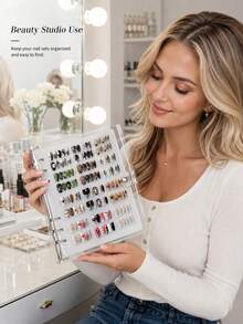 Premium 6-Page Foldable Thick Transparent Nail Polish Display Book, Heavy-Duty Press-On Nails Storage Book For Salons, Sophisticated Nail Art Style Collection Book For Collectors, Nail Art Storage & Display, Nail Supplies, Nail Organzier - Multicolor - View 3