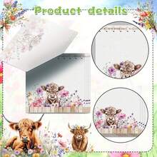 3/9/12 Pack Highland Cow Sticky Note Set - Cute Cow And Flower Design, Durable Paper, Perfect For Birthday Parties, Home, School And Office, Ideal Gift For Women On Valentine's Day - one-size - View 6