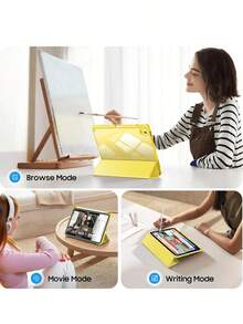 Compatible With IPad 11th Generation 2025 & 10th Generation 2022, Ultra-Light Trifold Protective Case With Stylus Holder, Clear Transparency Back, Auto Sleep/Wake,Yellow - Yellow - View 9