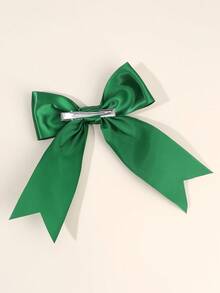 1 pieza Pinza para el cabello con lazo de cola larga de satén verde oscuro, accesorio para el cabello de cinta brillante, adecuado para niñas, fiesta de vacaciones y accesorio de moda diario para el cabello, Día Nacional de Arabia Saudita - Verde - Ver 9