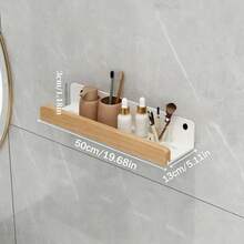 Estantería flotante de madera y metal sin taladro, estante de almacenamiento multifuncional montado en la pared sin taladro, adecuado para decoración y organización del baño, estudio, cocina y lavandería - Blanco - Ver 14