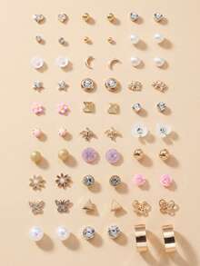 NAIZHU Set de 30 piezas de aretes de estilo lindo y dulce de moda en colores variados, adecuados para adolescentes - Multicolor - Ver 6