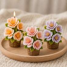 3D Woven Rattan-Style Flower Basket & Hibiscus Potted Plant Silicone Candle Mold – Reusable Silicone Mold For Candles And Resin; Suitable For Handmade Soap Making, Weddings, Mother's Day, And Home Decor - A - View 1