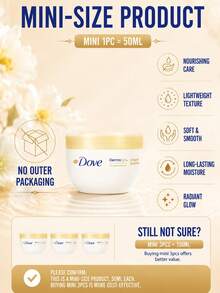 Dove Nourishing Brightening Body Lotion, 300ml Full Size/50ml Sample, Deeply Moisturizing, Radiating Skin Glow, Super Hydrating, Long-Lasting Fragrance, Suitable For Normal Skin - Dove Nourishing & Brightening Body Lotion - View 6