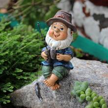 1pc/3pcs Garden Resin Statue Set, Angel Wing Dog, Fishing Gnome, Parent-Child Owl Sculptures, Waterproof Outdoor Decor, Suitable For Yard, Patio, Tree Trunk, Bonsai And Lawn Micro Landscape Decoration - Fun Ornament - View 4