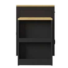 Extendable Kitchen Island With Dining Table, Multifunctional Storage Cabinet With Drawers, Doors, Wine Rack, For Kitchen & Dining Room - Black - View 10