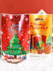 10/20/50pcs Christmas Gift Bags,Cute Santa Xmas Tree Pattern Goodie Bags,Xmas Tote Bags For Gift Wrapping,Holiday Party Favor Bas For Family Gathering - Multicolor - View 8