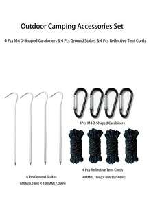 6PCS.10PCS Outdoor Camping Tent Fixing Accessories Set, Includes Ground Stakes, D-Shaped Buckles And Ropes Windproof Kit - Multicolor - View 13
