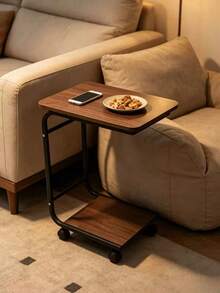 C-Shaped Side Table, Mobile End Table Made Of 12 Mm Density Plywood For Stable And Durable Use, Two-Tier Design For Storage, Suitable As A Nightstand, Cabinet, Or TV Stand - Mocha Brown - View 6