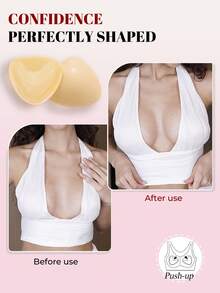 1pair Women Invisible Double-Sided Silicone Adhesive Bra Pads, Reusable Push-Up Lift Inserts, Waterproof Thickened Padding For Bikini, Swimsuit& Strapless Bras - Multicolor - View 2