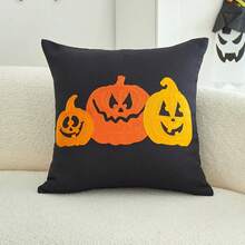 1件萬聖節南瓜刺繡枕套,適合室內裝飾,萬聖節裝飾,四季通用枕套,不含枕芯 - 彩色 - 查看 11