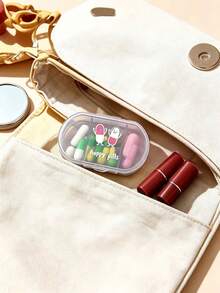 Pill Box Decorated With "Happy Pill" Pattern, 3-Compartment Portable Pill Box, Mini Pill Box, Portable Jewelry Pill Box, Customizable Letter Logo As Creative Gift. This Is A Decorative Travel Pill Box, Suitable For Travel, Outdoor Activities, Can Be Placed In Bags And Pockets, Unique Design. - Multicolor - View 10