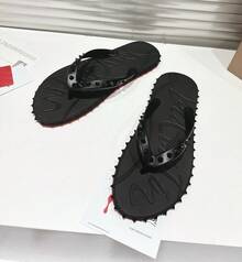 CL Explosion Red Rivet Sole Non-Slip Flat Heel Clip Foot Beach Sandals Outdoor Couples - 黑色 - 查看 6