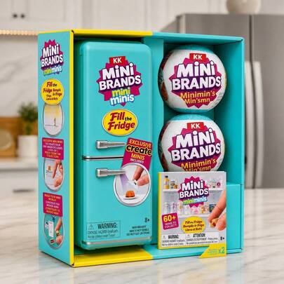Kit Geladeira Mini Brands com 2 Cápsulas Bolas Surpresa - Brinquedo Infantil Colecionável