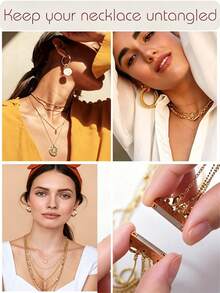 1pc Alloy Material Women's Magnetic Necklace Extender Connector Separator, 18K Gold/Silver Color Anti-Tangle Jewelry Magnetic Clasp, Suitable For Layering Necklaces, Combines Separating And Extending Functions, Magnetic Buckle. - Gold - View 3