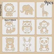 9pcs Cute Animal Painting Stencils, 10cm Washable Early Education Educational Drawing Tools, Suitable For Paper, Fabric, Wood And Multi-Scenario DIY Creation - Drawing Template - View 13